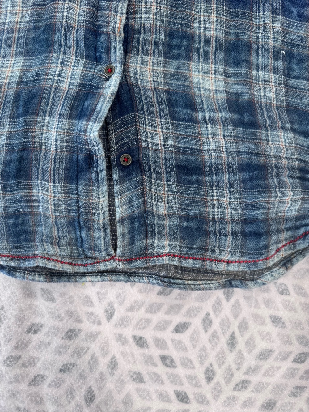 Sundance Embroidered Floral Plaid Button Down Tunic Top Blue Small Gauze Lagen - Picture 8 of 15